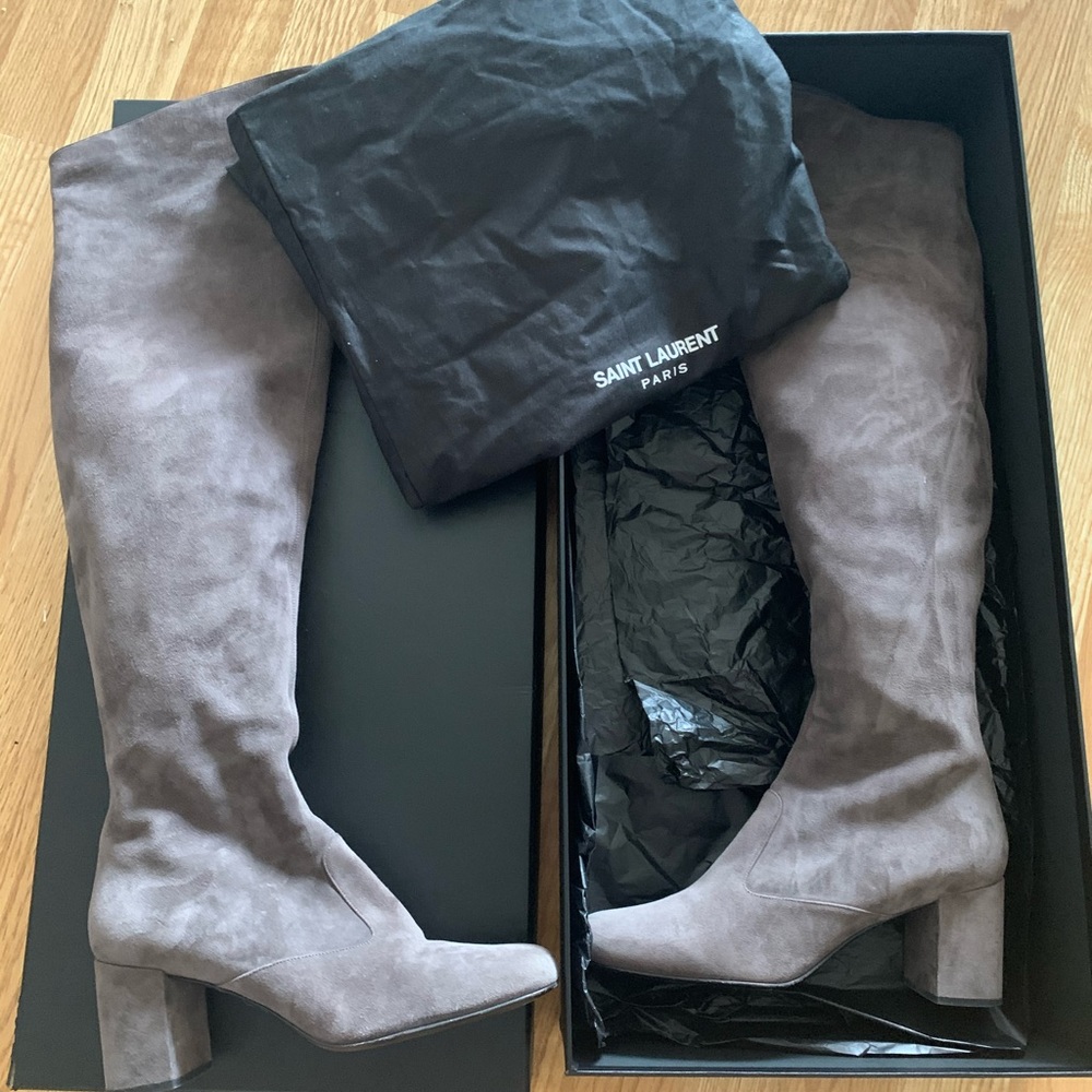 Saint Laurent Mid Heel Over Knee Kid Sacamosciato